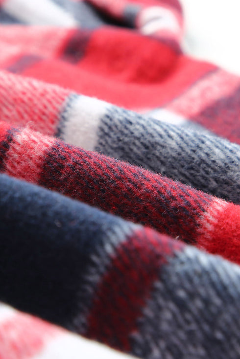 Casual Hooded Button Front Plaid Print Shacket