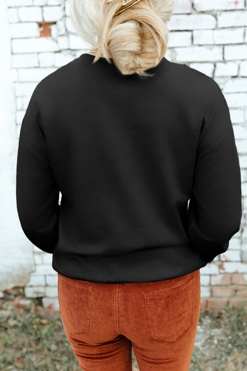 Abstract Linear Graphic Print Relaxed Crewneck Sweatshirt