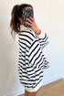 Striped Mock Neck Long Sleeve Ribbed Cuff Hem Sweatshirt