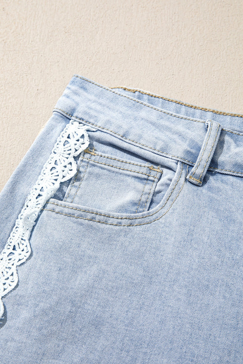 Lace Trim Full Length Regular Fit Jeans