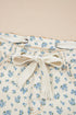 Grommet Knot Waist Floral Barrel Jeans