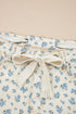 Grommet Knot Waist Floral Barrel Leg Jeans