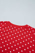Polka Dot Drawstring Wide Leg Long Sleeve Pant Set