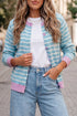 Striped Long Sleeve Round Neck Open Front Cardigan