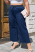 High Waist Wide Leg Drawstring Denim Bottoms