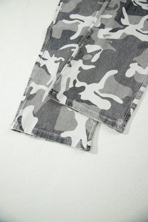 Elastane Camo Pattern Cotton Denim Shift Jeans