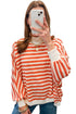 Striped Textured Mock Neck Oversized Long Sleeve Top