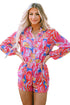 Bold Abstract Graffiti Print Button Down Shirt Romper