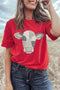 Cow Print Western Patchwork Round Neck Tee