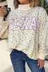 Floral Print Stand Neck Long Sleeve Slogan Sweatshirt