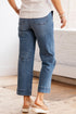 Exposed Stitching Straight Leg Stretch Denim Jeans