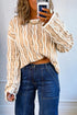 Wavy Hollow Out Knit Cotton Pullover Long Sleeve Sweater