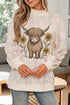 Western Print Camo Pattern Relaxed Graphic Sweatshirt