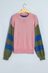 Western Patchwork Striped Long Sleeve Pullover Sweater