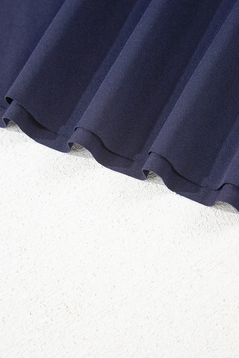 Smocked Raw Hem Loose Tee Wide Leg Pant Sets