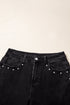 Cotton Denim Studded Straight Leg Loose Jeans