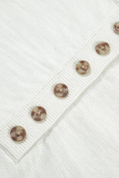 Polka Dot Button V Neck Long Sleeve Sweater