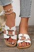 Metal Decoration Cutout Square Toe Pu Leather Slipper
