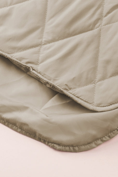 Solid Quilted Snap Button Hooded Puffer Coat