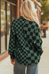 Checkered Print Flap Pocket Button Front Shacket