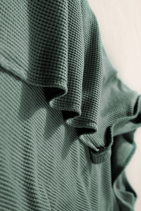 Textured Waffle Knit Patch Pocket Tank Drawstring Short Set