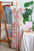 Floral Print V Neck Flutter Sleeve A Line Long Dress