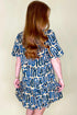 Abstract Print Bubble Sleeve Button up Mini Dress