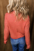 Striped Button Collar Long Sleeve Knit Cardigan