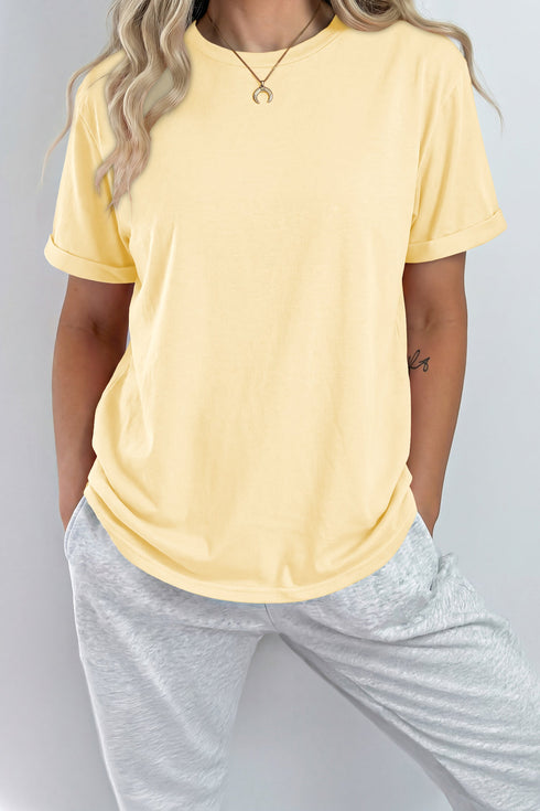 Soft Stretch Blend Crew Neck Short Sleeve Tee