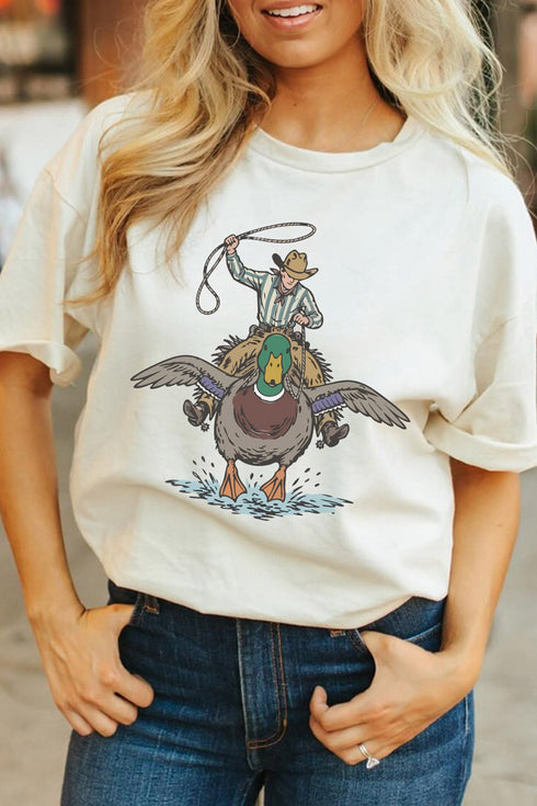 Western Duck Print Graphic Novelty Statement Tee