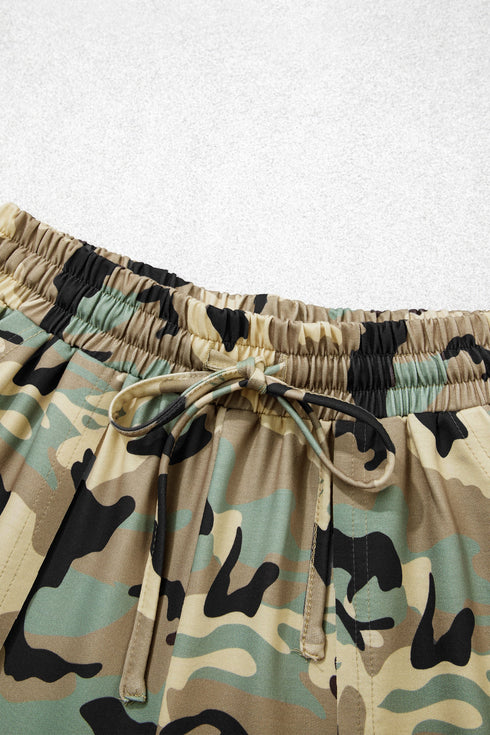 Camouflage Print Street Fashion Drawstring Shift Pants
