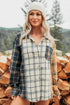 Plaid Button Up Long Sleeve Shift Silhouette Shacket