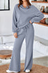 Cowl Neck Drawstring Pullover Wide Leg Pant Set