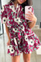 Puff Sleeve Belted A Line Mini Floral Dress