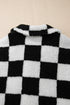 Checkered Collared Buttoned Side Pocket Fleece Jacket