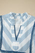 Striped Lace Detail Ruffle Trim A Line Maxi Dress