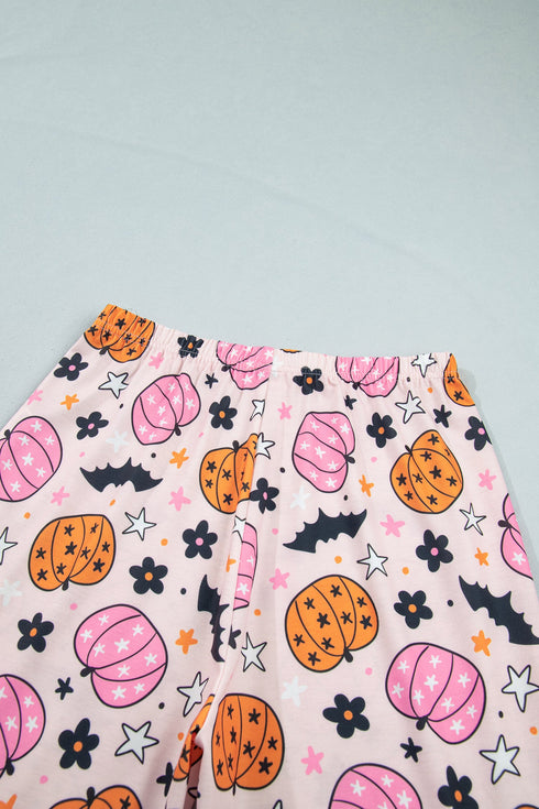 Allover Pumpkin Print Long Sleeve Coordinated Lounge Set