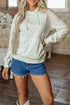 Floral Print Ribbing Drawstring Hem Long Sleeve Hoodie