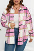 Paneled Pocketed Button Down Long Sleeve Plaid Shacket