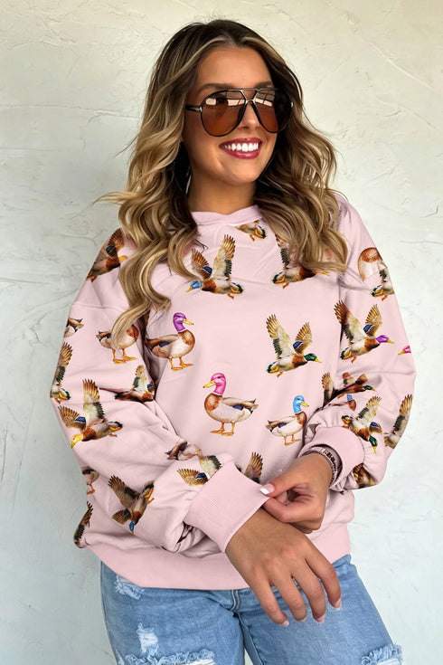 Western Motif Drop Shoulder Long Sleeve Sweatshirt