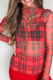 Plaid Round Neck Long Sleeve Pullover Top