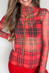 Plaid Round Neck Long Sleeve Pullover Top
