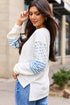 Floral Striped Long Sleeve Seam Detail Pullover Top