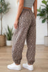 Allover Leopard Print Elastic Waist Ankle Length Pants