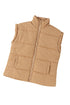 Oversized Stand Collar Zip Front Quilted Vest