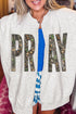 Camo Print Pray Letter Open Front Tunic Sweatshirt