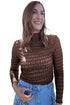 Sheer Textured Lace Stand Neck Western Long Sleeve Top
