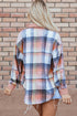 Textured Corduroy Patchwork Chest Pocket Plaid Shacket