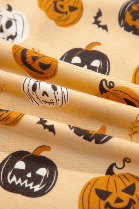 Pumpkin Print Two Piece Long Sleeve Lounge Set