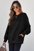Textured Round Neck Drop Shoulder Pullover Sweatshirt